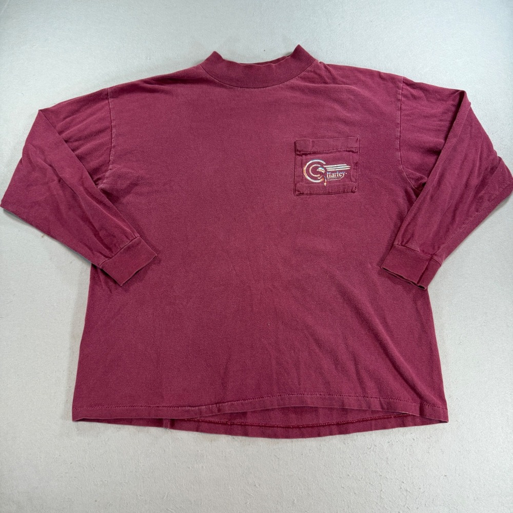 Vintage‎ Harley Davidson Sidewinder Long Sleeve Pocket T-Shirt Maroon XL